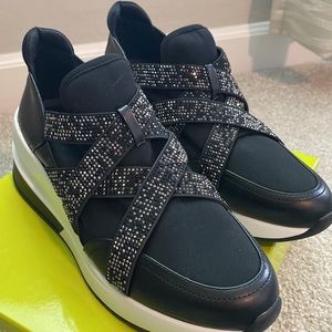 Gianni Bini Metallic Straps Slip-On Wedge Sneakers